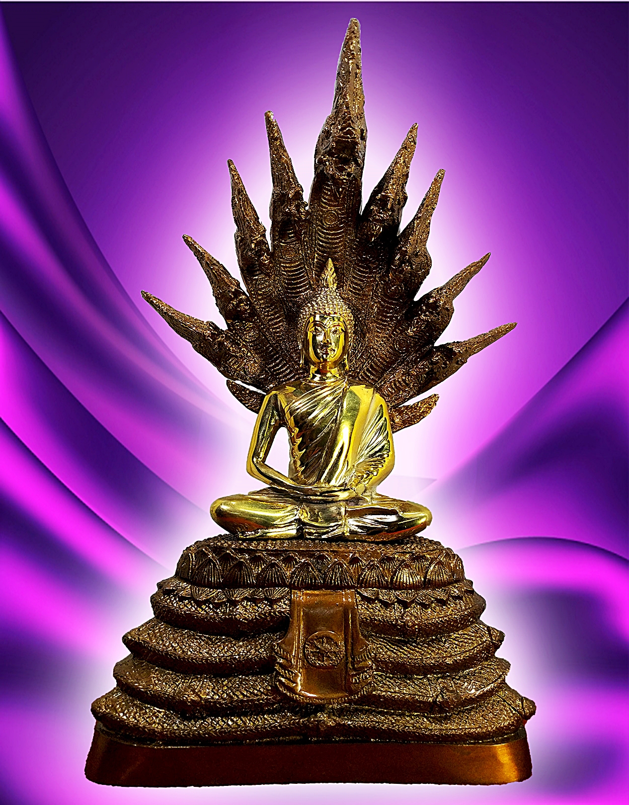 พระนาคปรก นาค9เศียร ฐาน8นิ้ว ถอดฐานได้