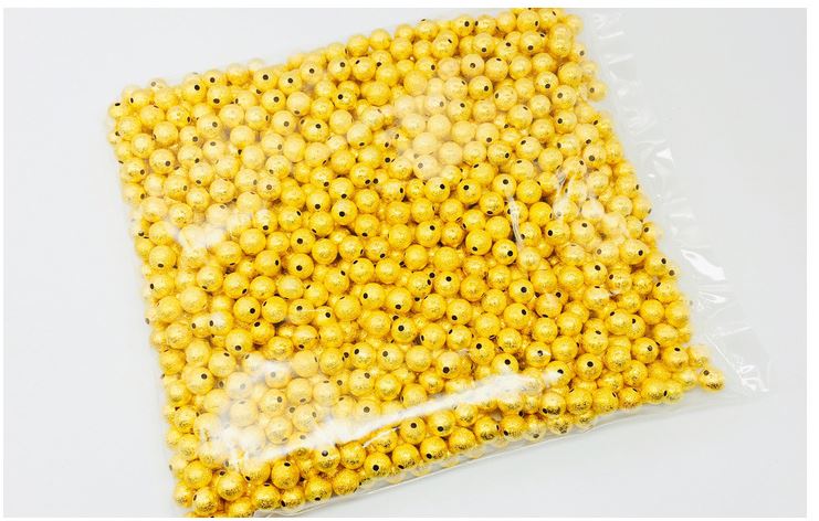 ขายส่ง ลูกปัด ลูกปัดโลหะ ลูกปัดสีทอง ลุกปัดพ่นทราย (บรรจุ 100เม็ด) *วัสดุ เนื้อทองแดง*