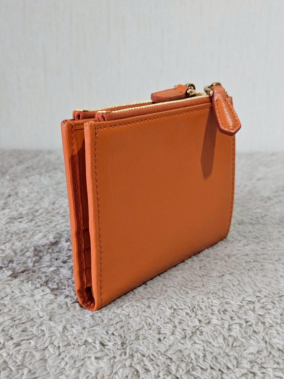 Prada Bifold Double Zip Orange Wallet