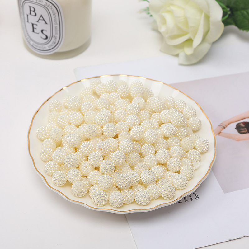 (50กรัม) มุกระเบิด ขนาด 14มิล สีครีมมุก ลูกปัดมุก มุก ไข่มุกลูกปัด มุกระเบิด (ประมาณ 54-55เม็ด)