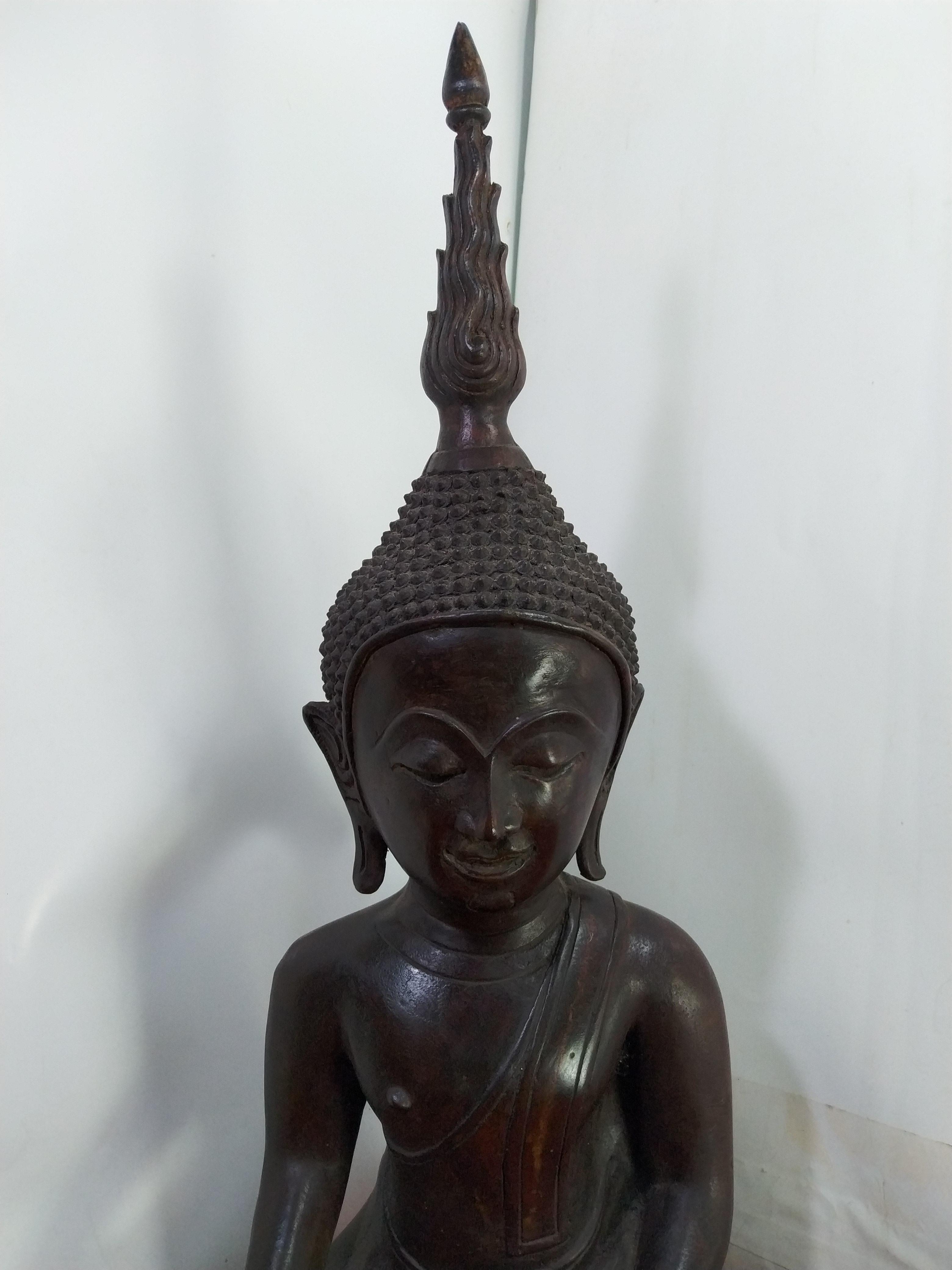 พระเชียงรุ้ง ปางมารวิชัย เกตุเพลิง หน้าตัก 9 นิ้ว เนื้อโลหะสำริด