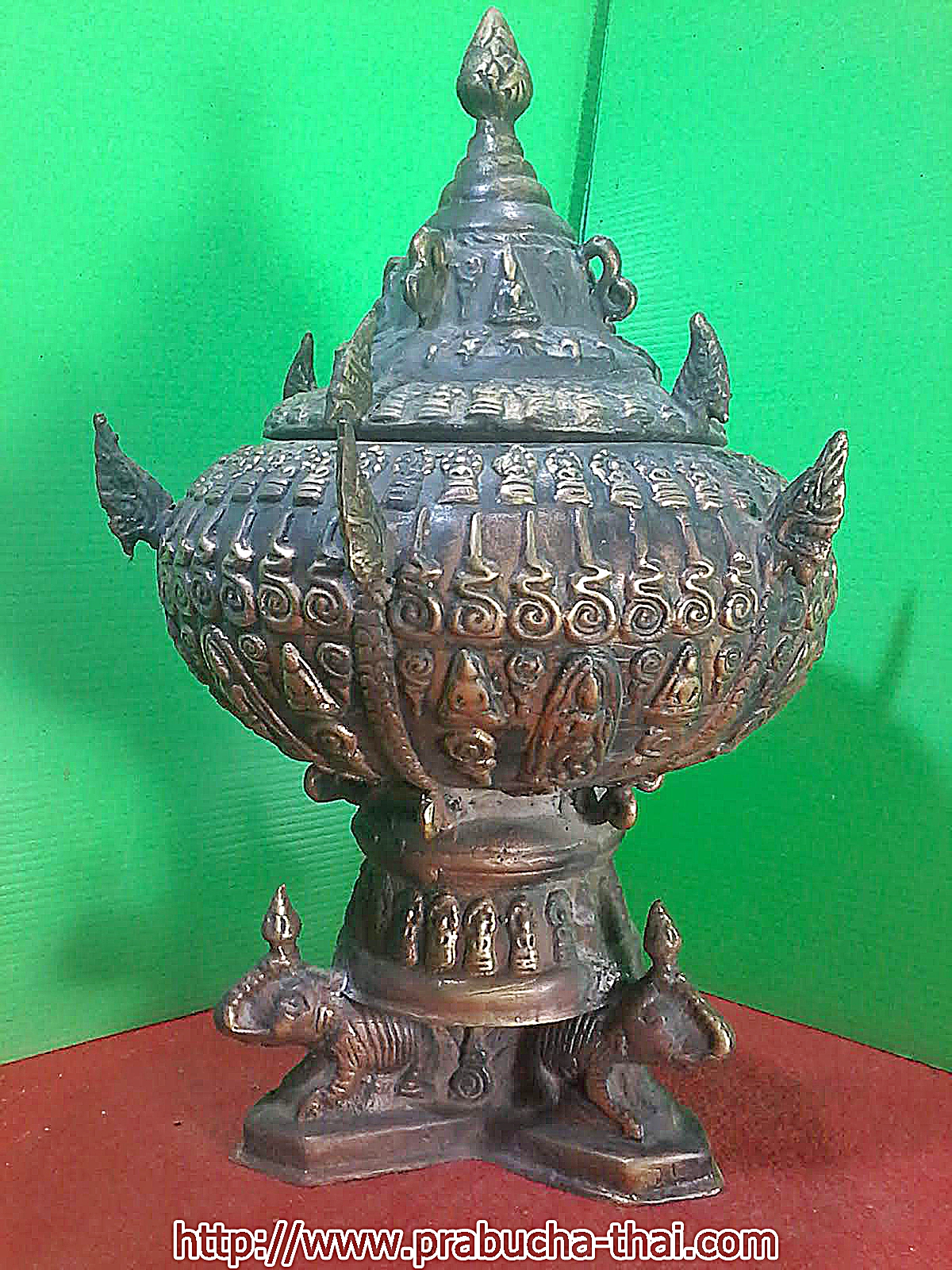 ขันน้ำมนต์ นาคราช ฐานช้าง เนื้อโลหะสำริด