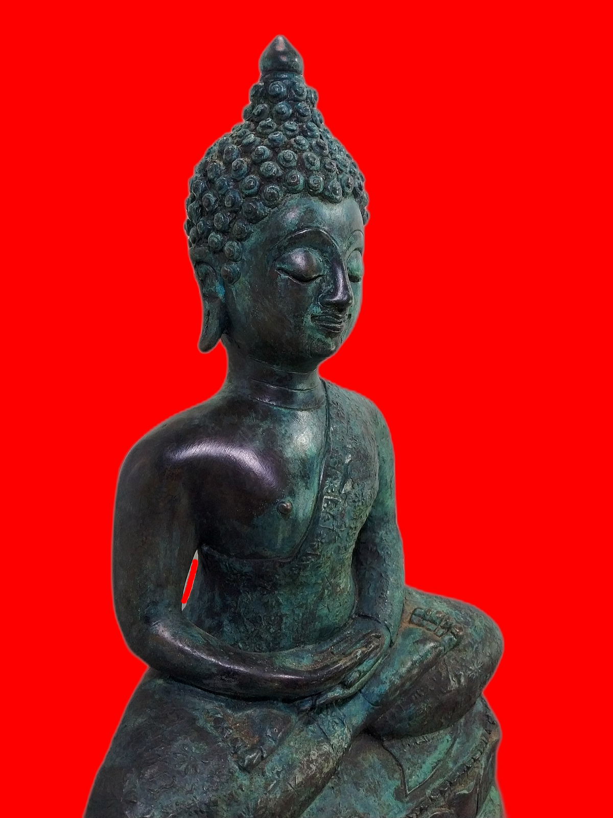 พระเชียงแสนทรงเครื่องหม่จีวรลายดอกพิกุล ปางสมาธิ หน้าตัก9นิ้ว