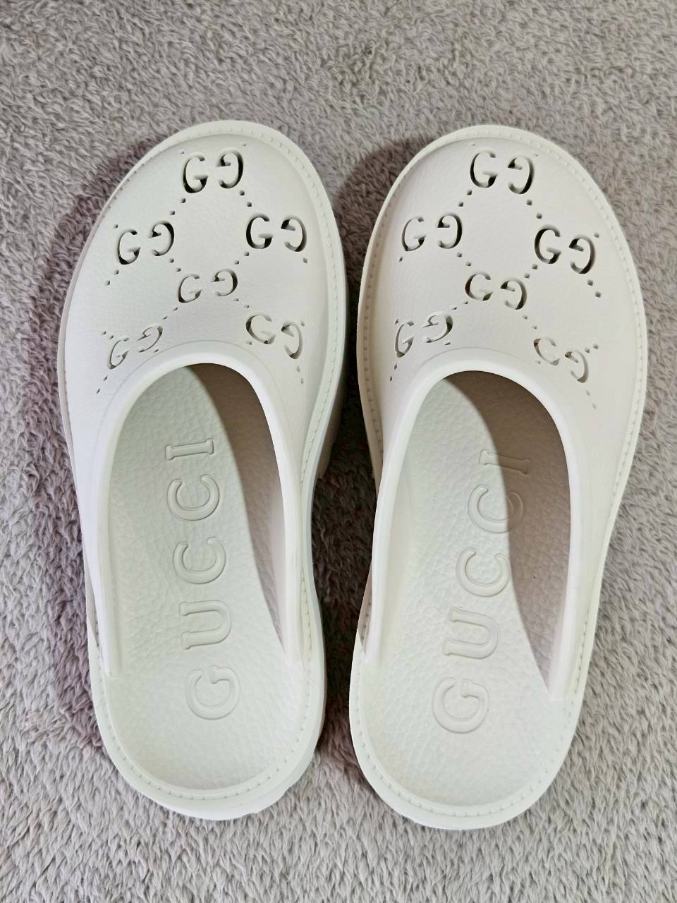 Gucci Platform Perforated G Sandal White