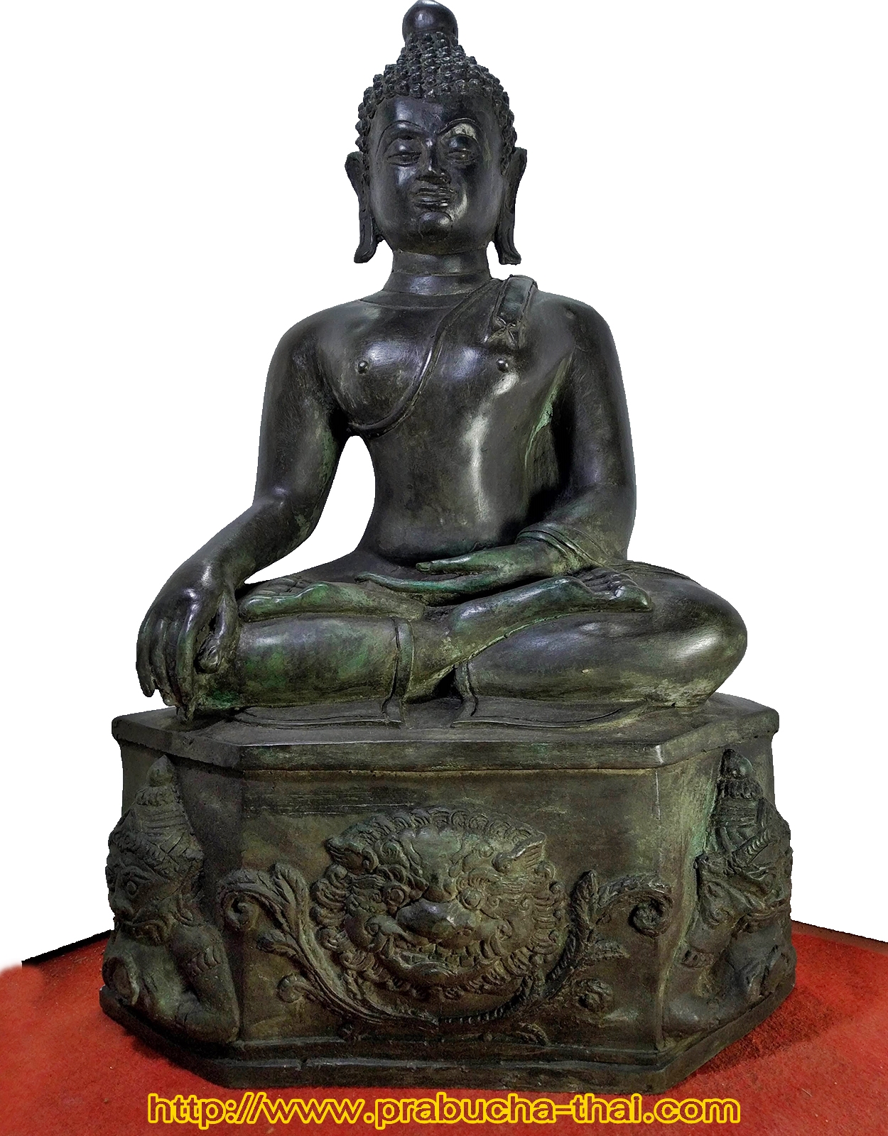 พระเชียงแสน สิงค์1 ฐานเศียรราชสิห์ ราหู หน้าตัก 9 นิ้ว เนื้อโลหะสำริด