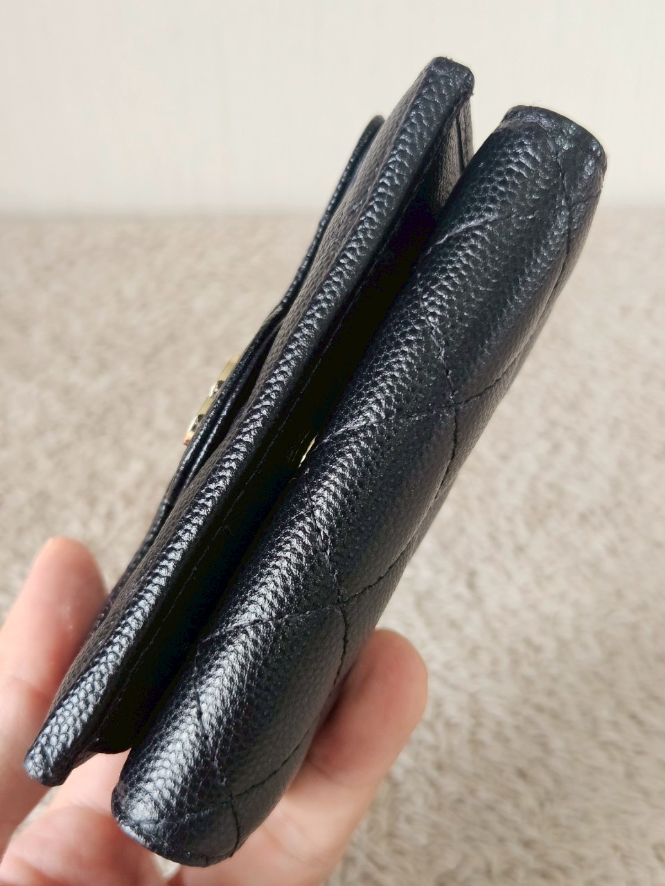 Chanel Trifold Short Black Caviar GHW Wallet