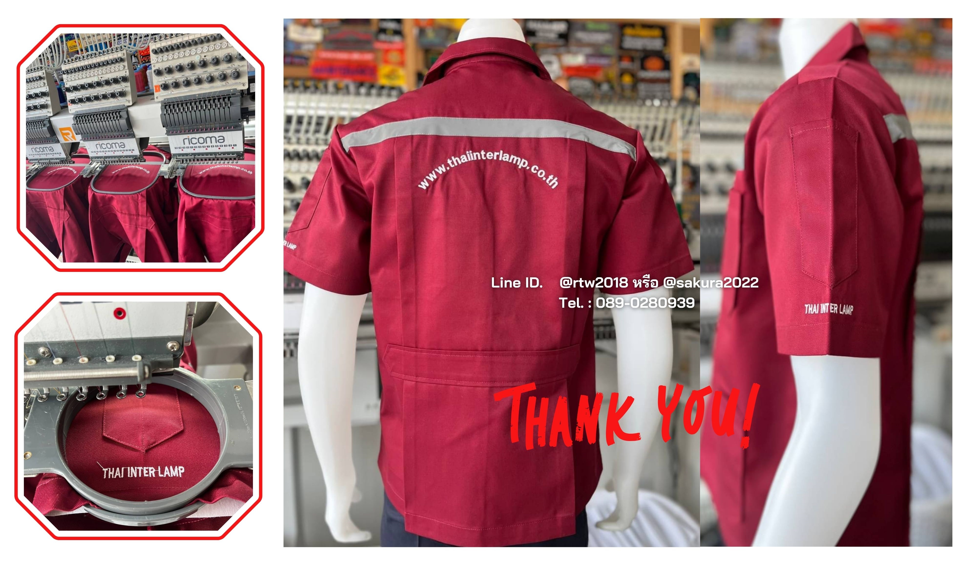 รหัส A1.8 : เสื้อช่างแขนสั้นผ้าคอมทวิวสามกระเป๋าสีเลือดหมูล้วน