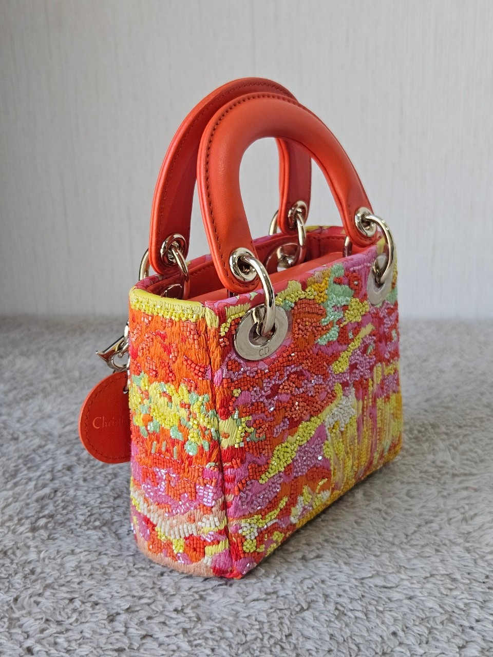 Lady Dior Micro Multicolor - Orange Gold Hardware