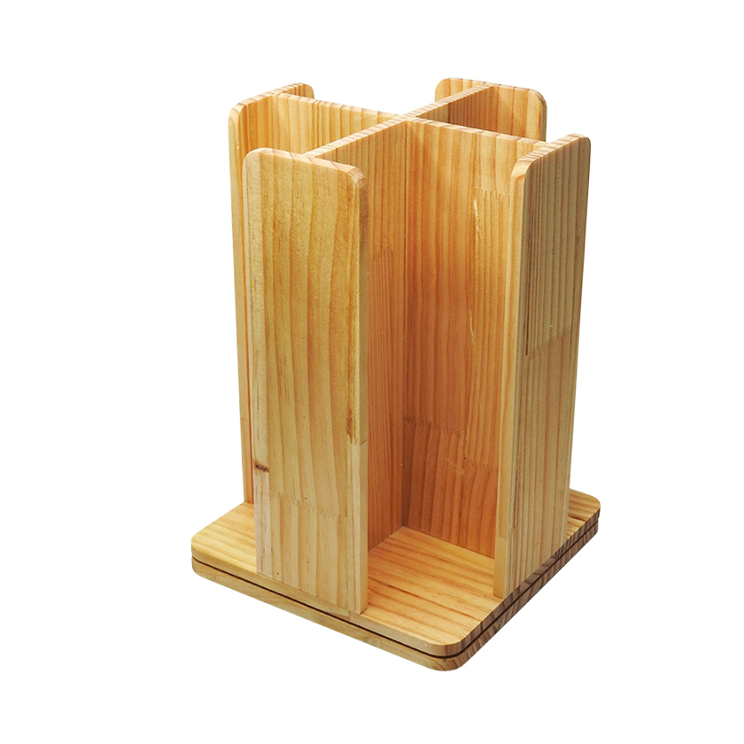 ที่ใส่แก้วกาแฟ หรือ แก้วเครื่องดื่มพลาสติก ไม้ 4 ช่อง ฐานหมุน 360 องศา