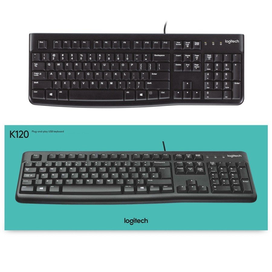 K120 USB Wired Keyboard (คีย์บอร์ดเชื่อมต่อสาย USB ทรงมาตรฐานราคาประหยัดแข็งแรงทนทาน คีย์แคปTH/EN