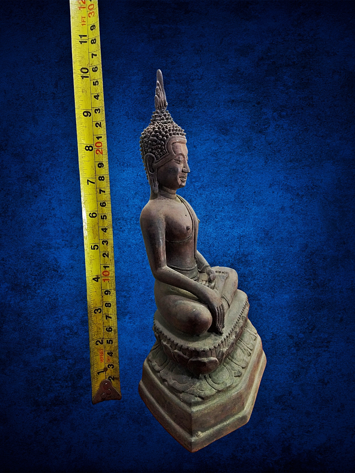 พระอู่ทอง ปางชนะมาร หน้าตัก 5 นิ้ว เนื้โลหะสำริด ฐานบัว
