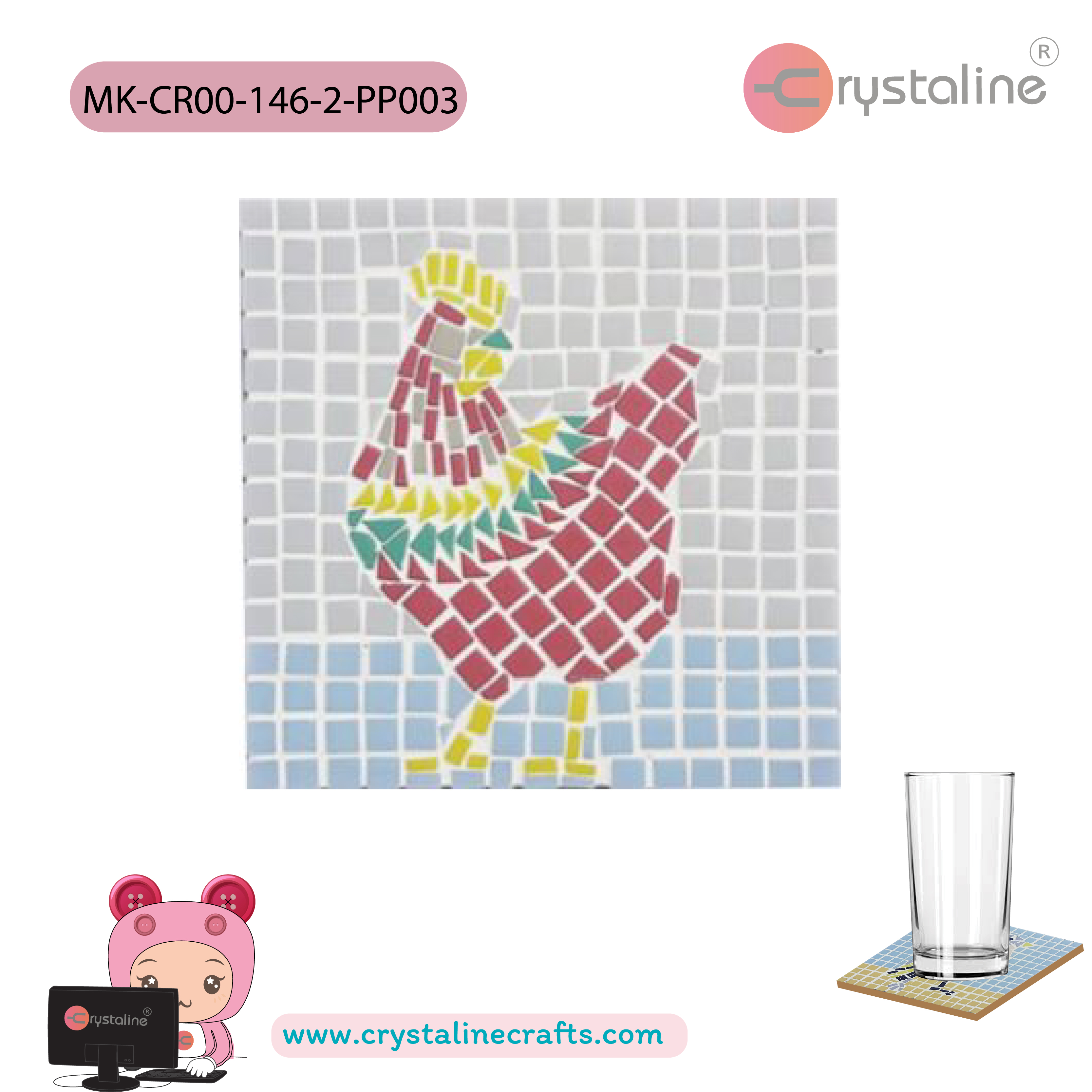 Coaster kit - Chicken (size 9x9 cm,1pc/pack)