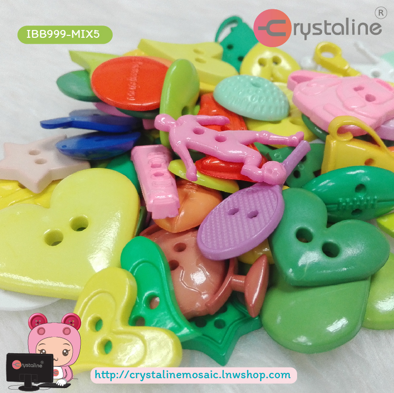 Mixed button in bag - Assorted col. (100g/pack)