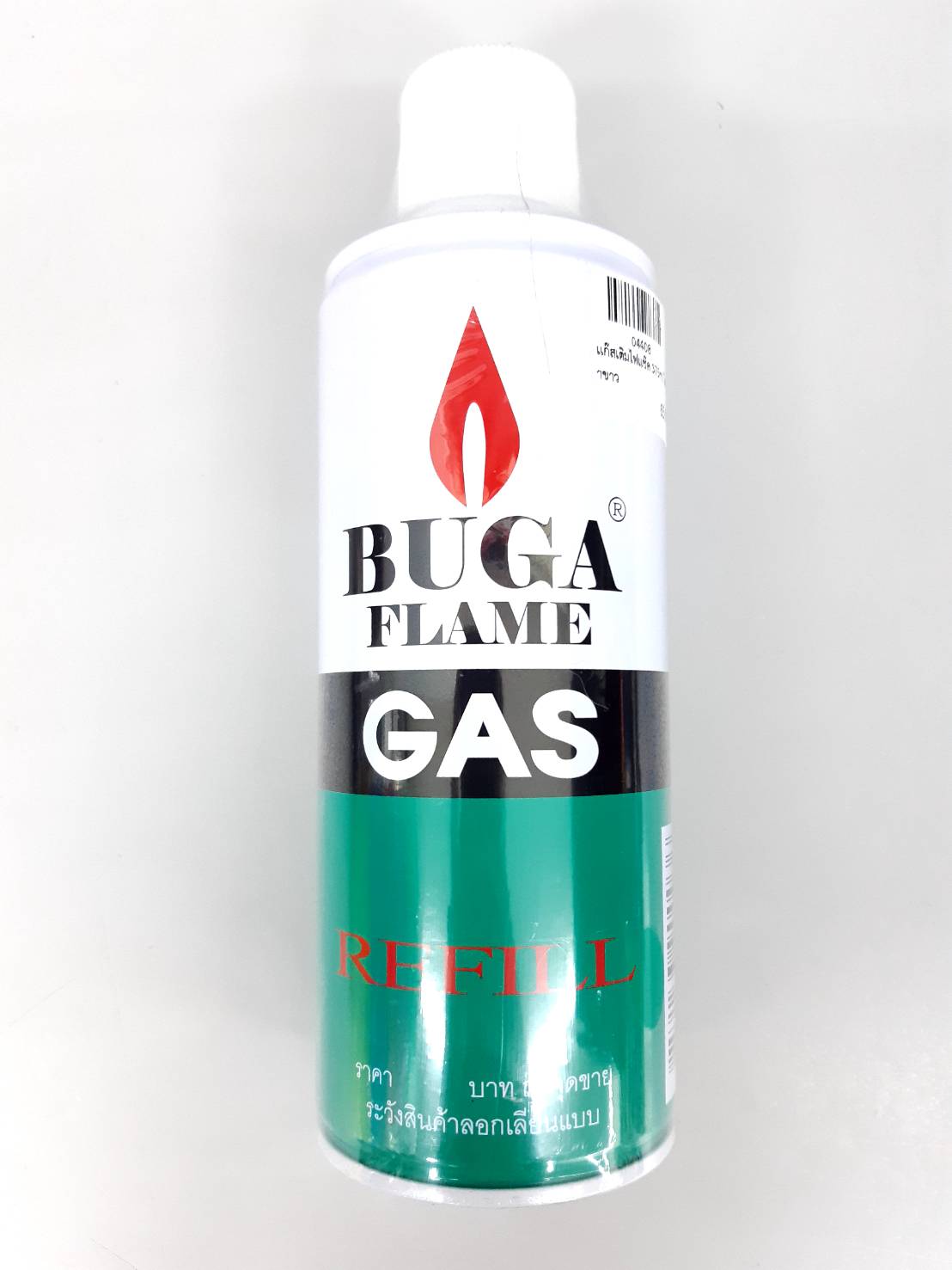 แก๊สเติมไฟแช๊ค 200กรัม. ใหญ่ ฝาขาว BUGA FLAME GAS