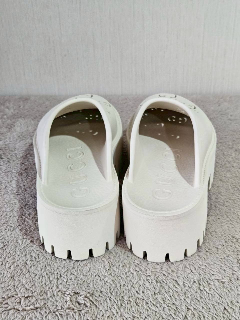 Gucci Platform Perforated G Sandal White