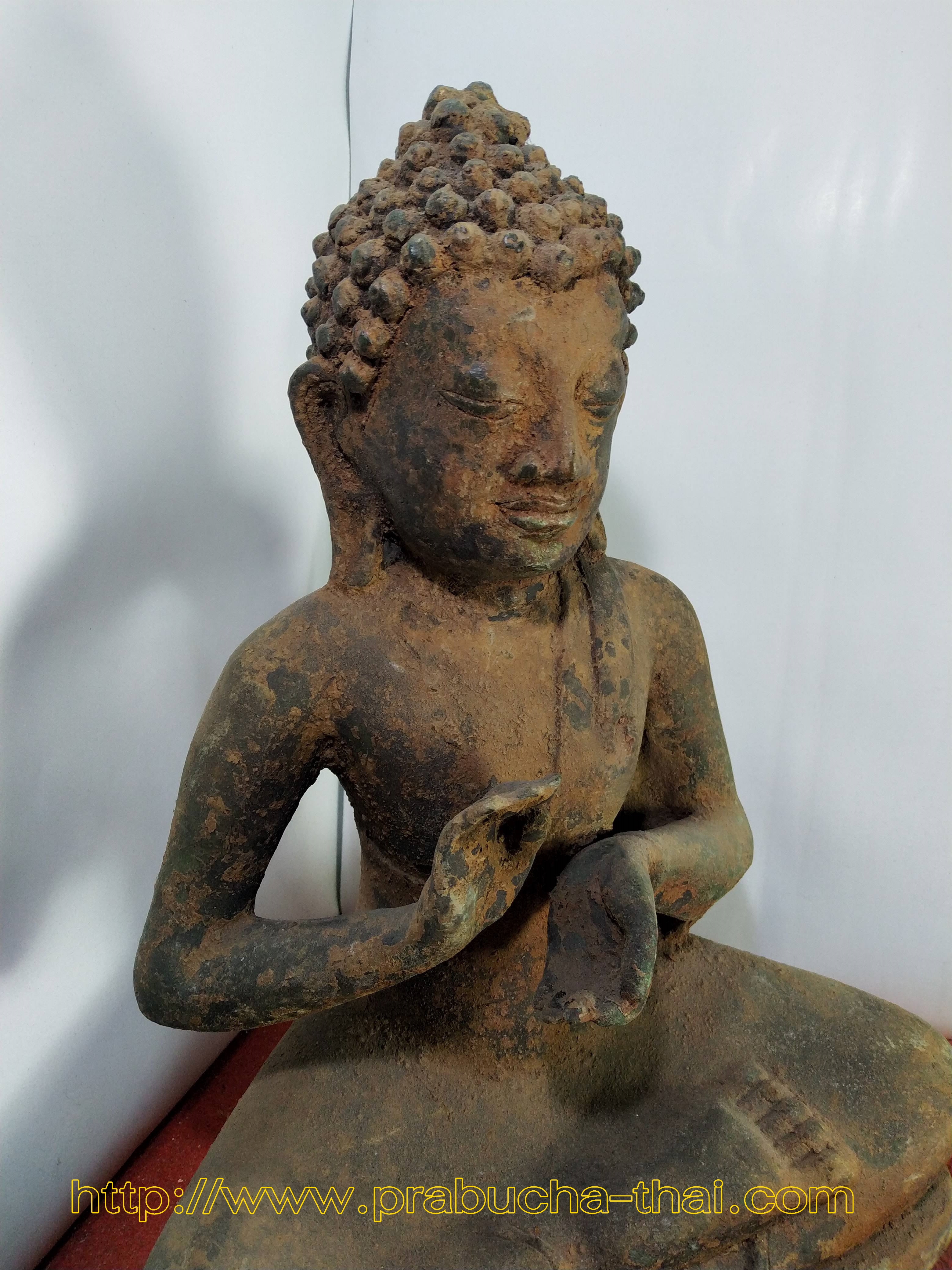 พระพุทธทราวดี ปางสนเข็ม หน้าตัก 9 นิ้ว เนื้อโลหะสำริดสภาพ