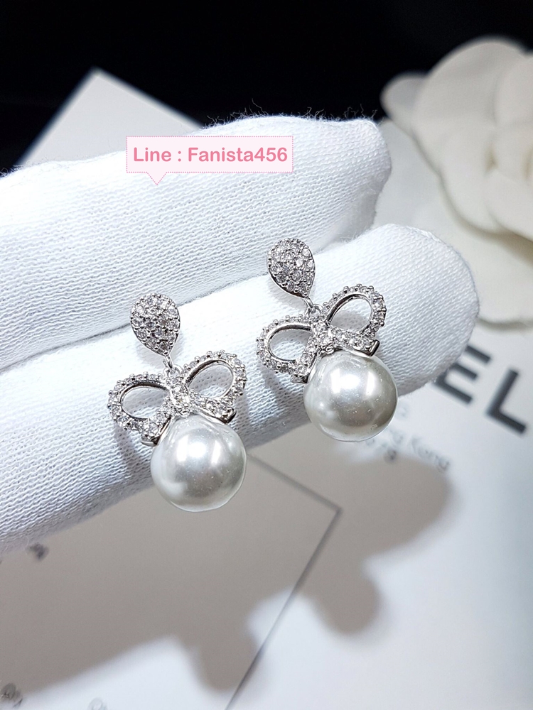 ต่างหูRibbon ต่างหูโบว์ ต่างหูเพชรCZ โบว์