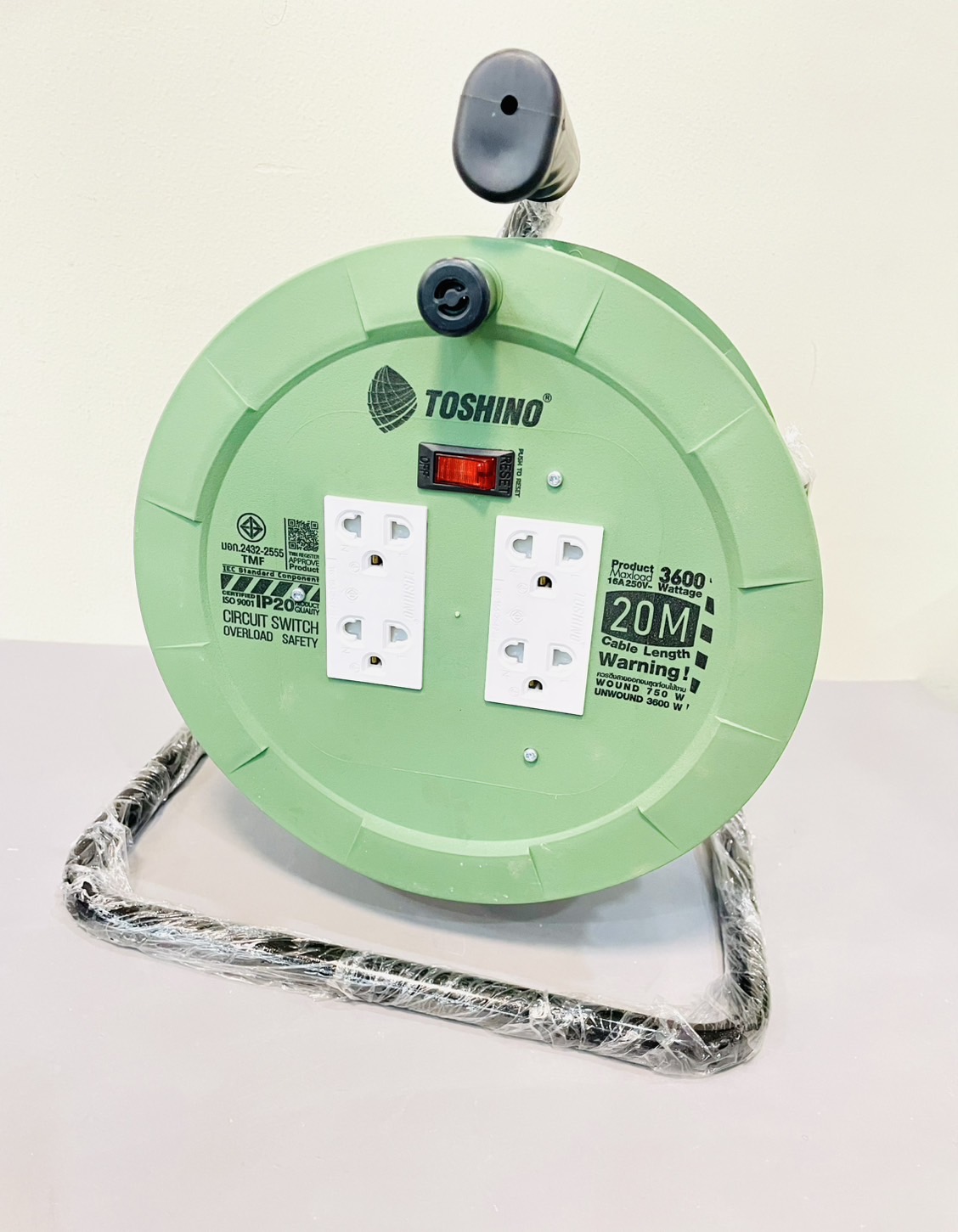 โรลเก็บสายไฟ โตชิโน 3x1.5 20เมตร.PM315ST-20M