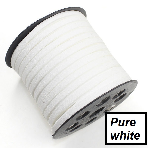 ยกม้วน ขายส่ง 5mm.เชือกหนัง เชือกแบน เชือกหนังชามัวร์ เกาหลี 5mm. (1ม้วน ความยาว 50หลา/45เมตร)