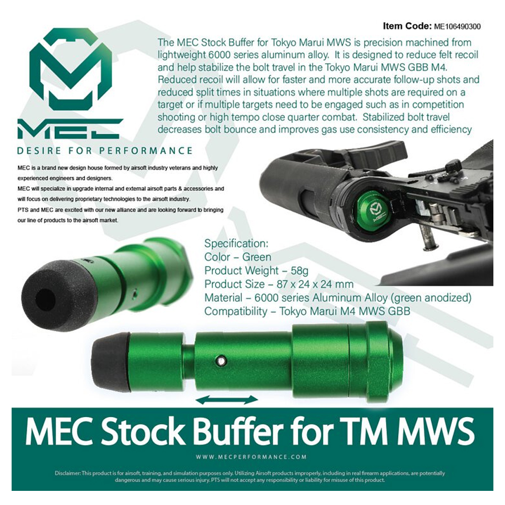 PTS / MEC Aluminum Buffer for TM MWS