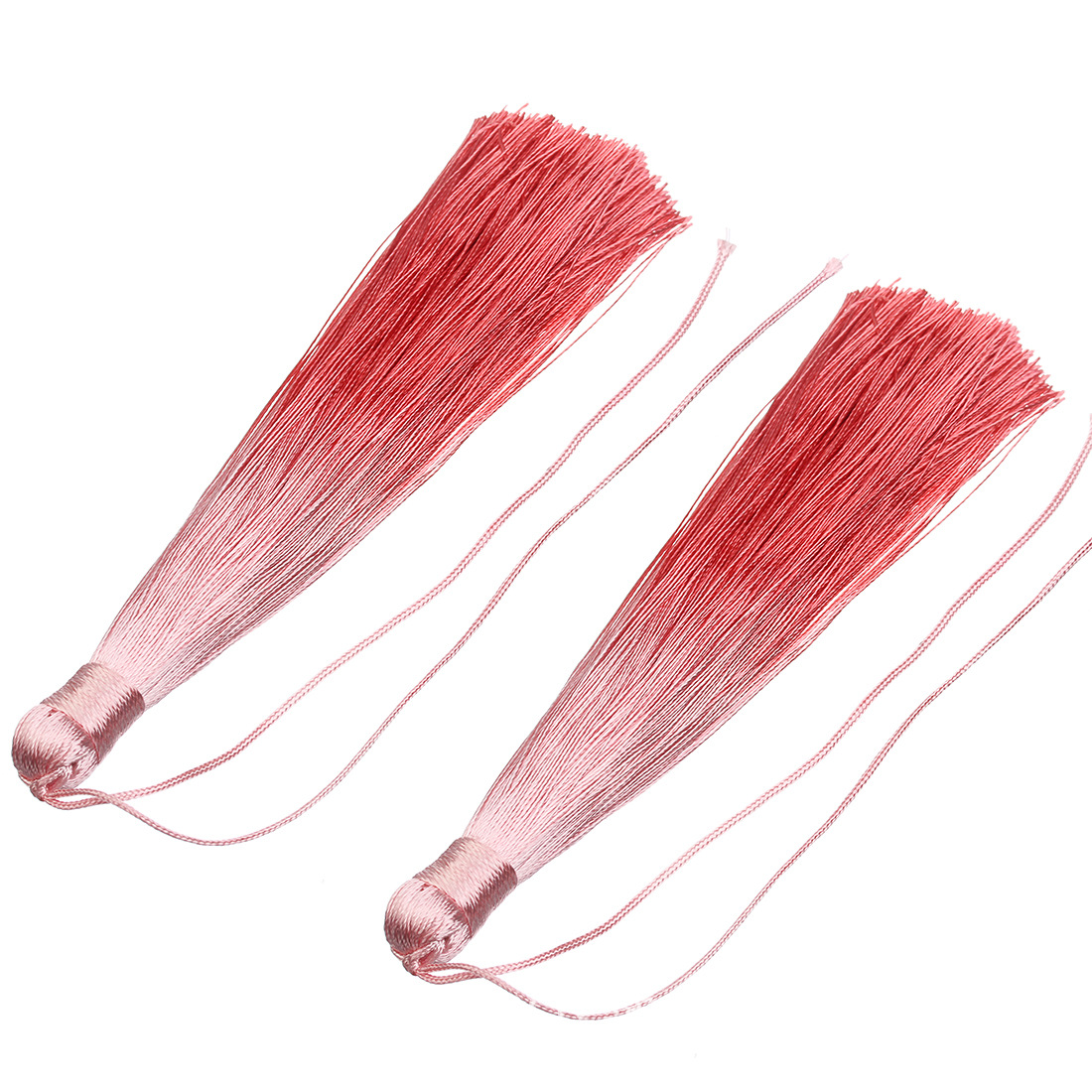 ขายส่ง พู่ไหมไล่ระดับสี สวยพิเศษ ยาว 13ซม.(130mm.) สีชมพูลูกพีช (แพ็คคู่/ 2ชิ้น)