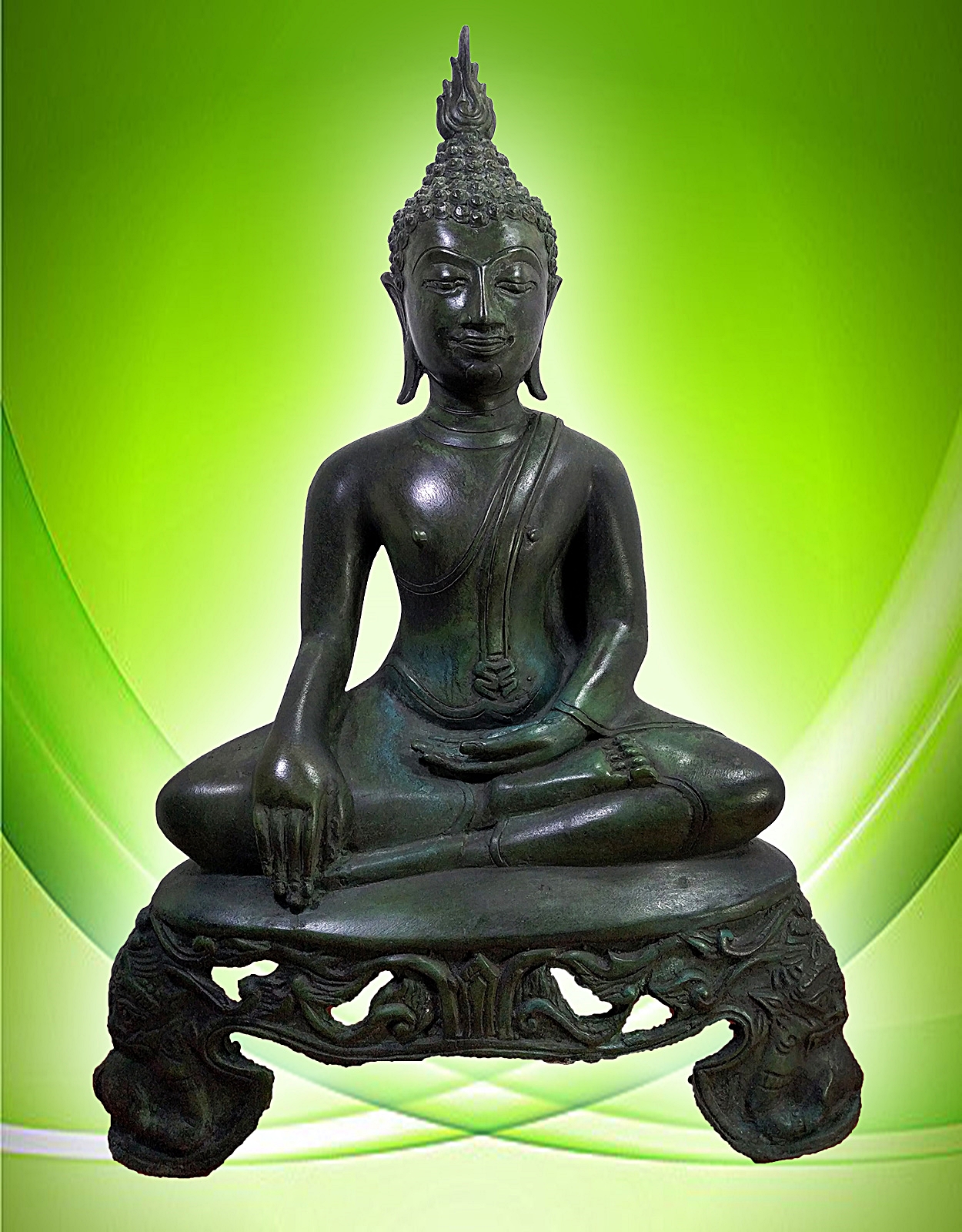 พระสุโขทัย ฐานราหู หน้าตัก 9 นิ้ว เนื้อสำริด