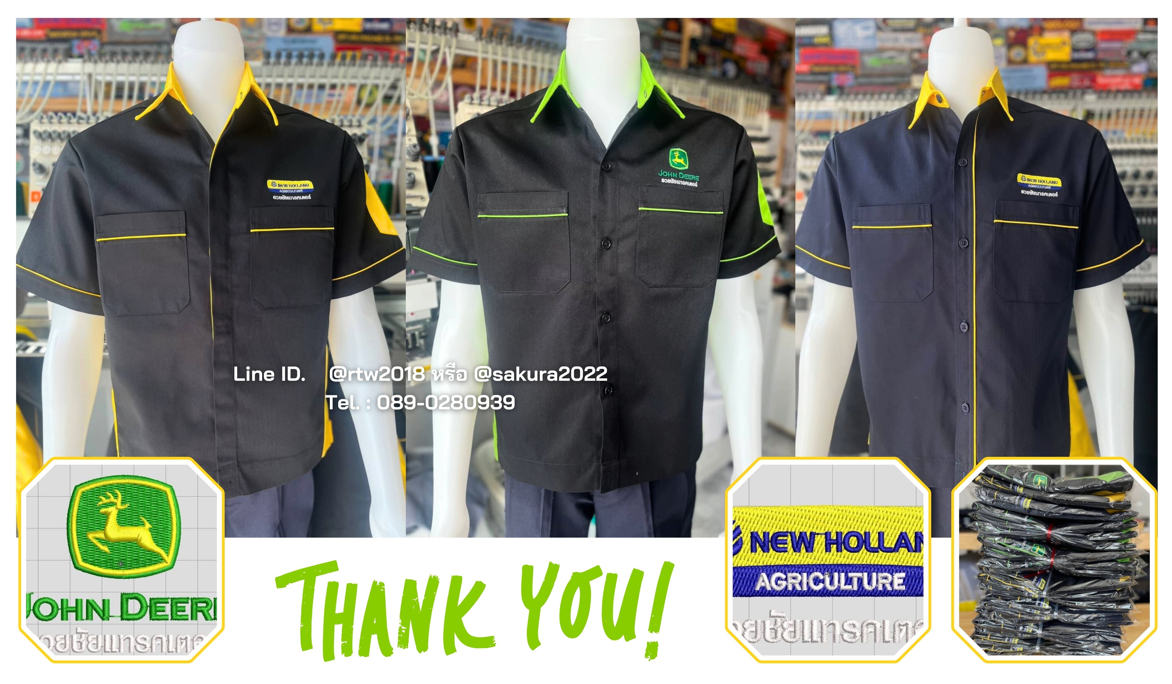 รหัส A13.7 : เสื้อช่างแขนสั้นผ้าคอมทวิวสีดำข้างเหลือง