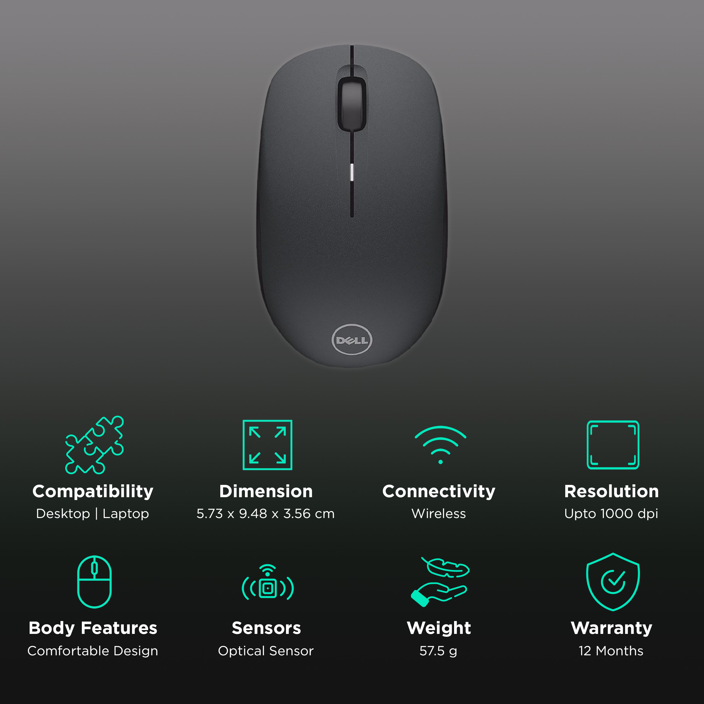 DELL WM126 WIRELESS MOUSE แท้ประกัน 1Y
