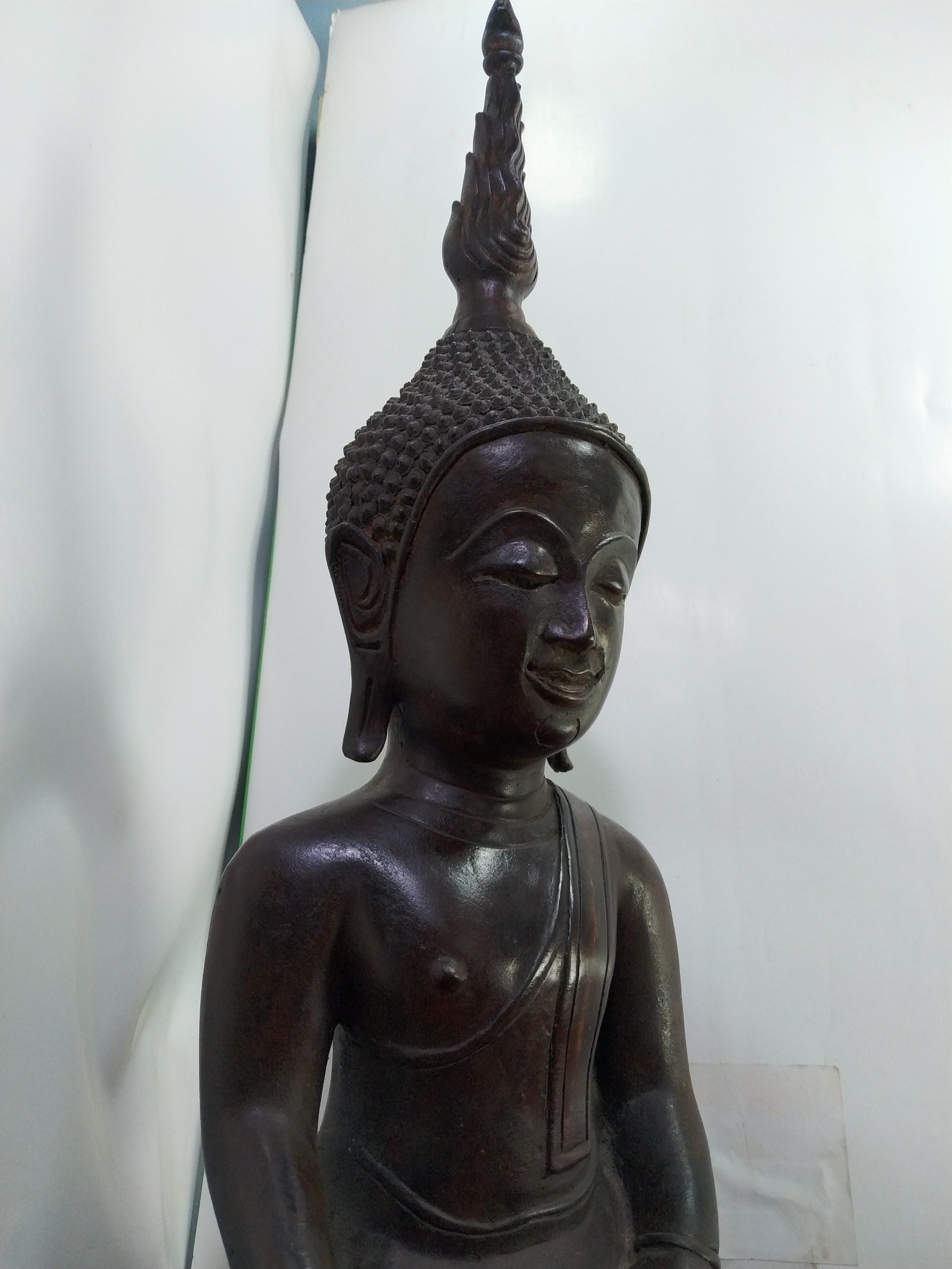 พระเชียงรุ้ง ปางมารวิชัย เกตุเพลิง หน้าตัก 9 นิ้ว เนื้อโลหะสำริด