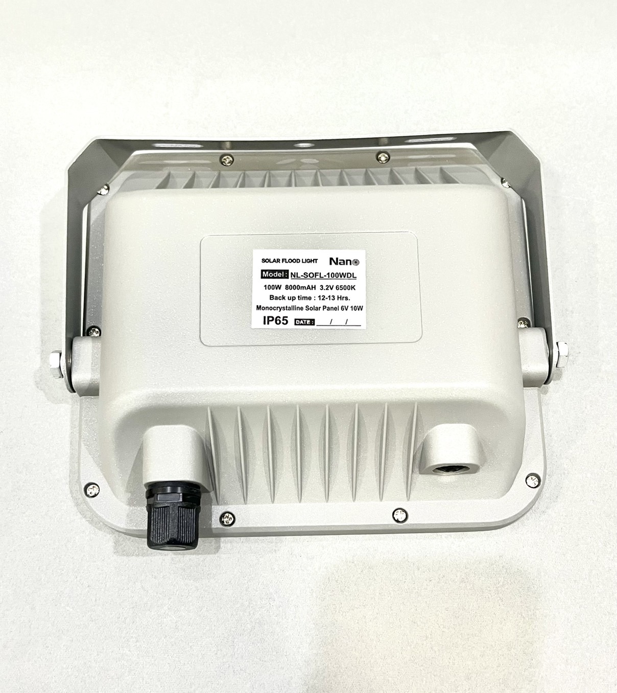 โคมโซล่าร์เซลส์ ฟลัดไลท์ LED 100W แสงขาว Nano