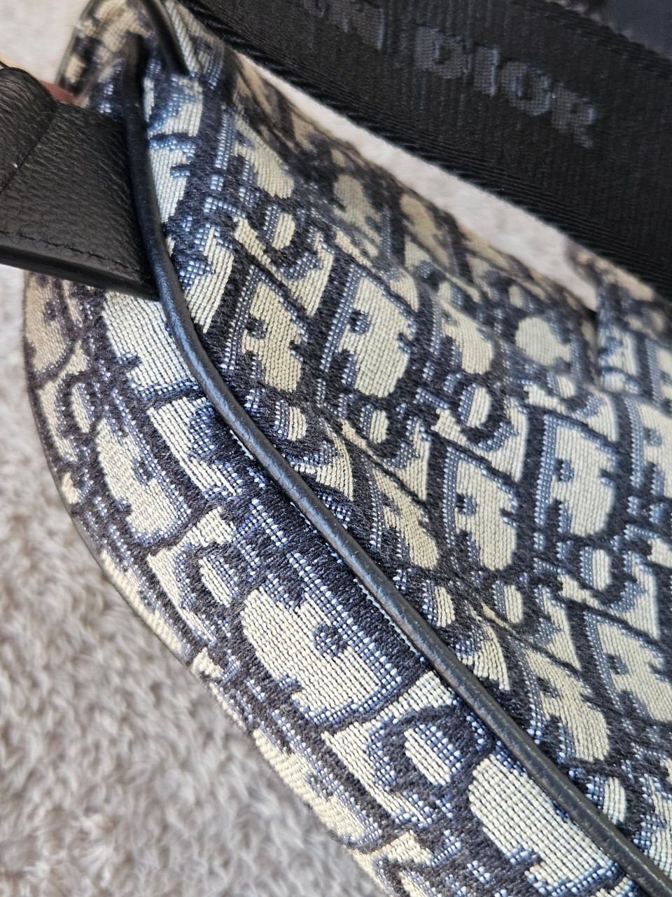 Dior Saddle Beige and Black Oblique Jacquard