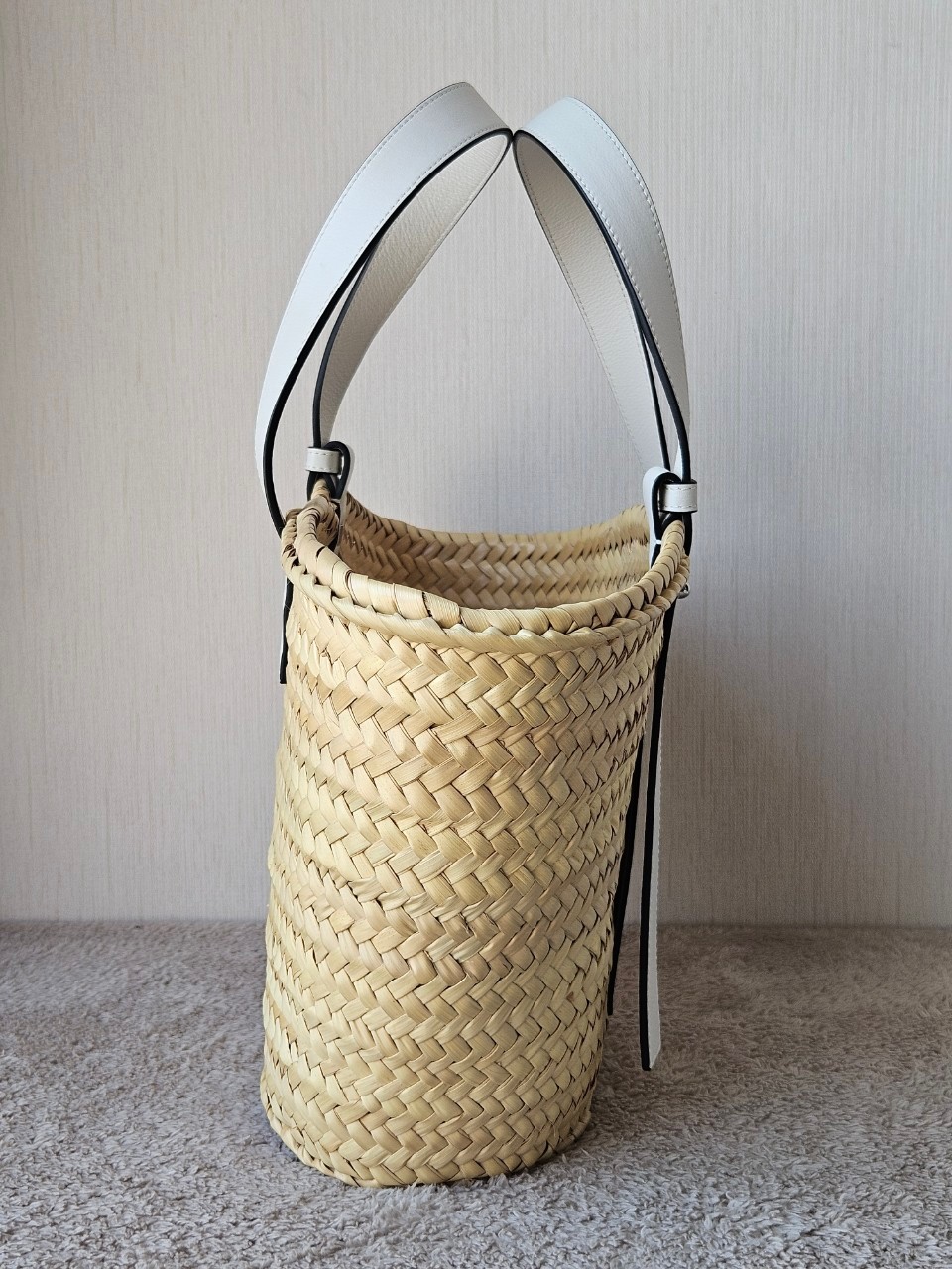 Loewe Basket Bag In Palm Leaf and Calfskin