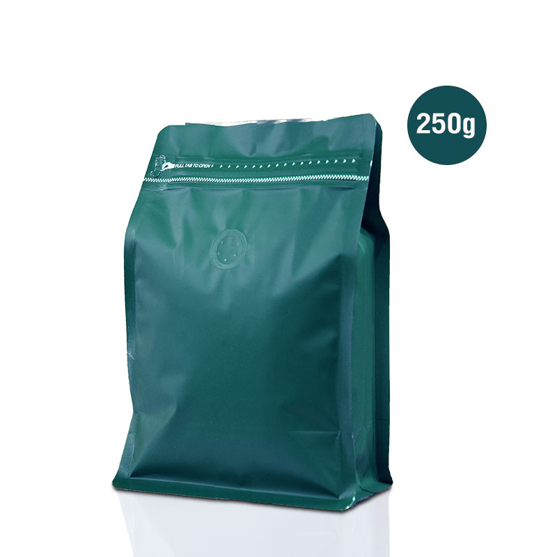 Cube Series coffee bag 250g with valve, zip lock, can stand, expandable beside (50PCS Per Pack)