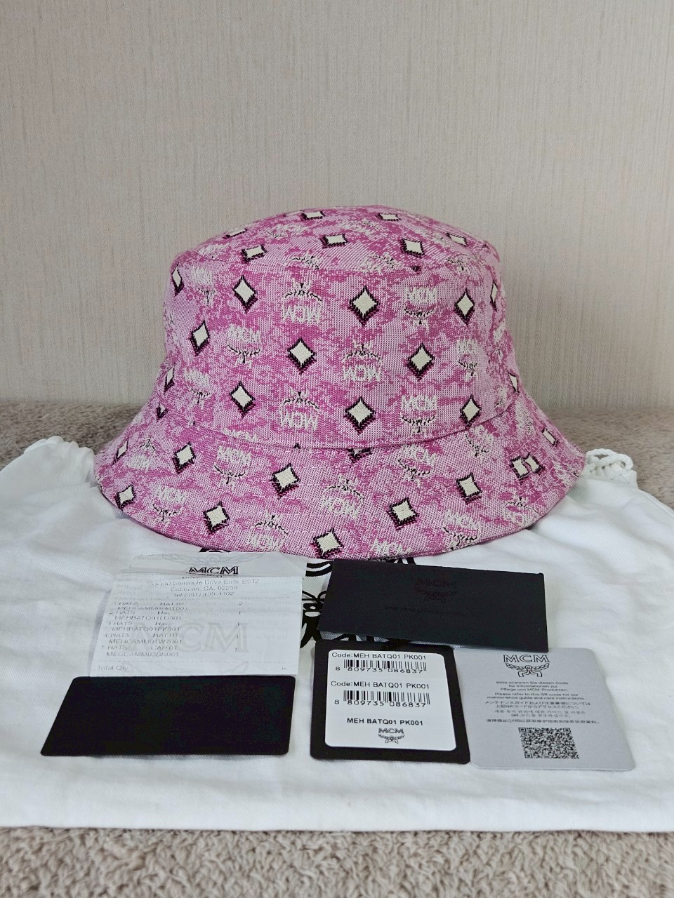 MCM One Size Bucket Hat Monogram Pink