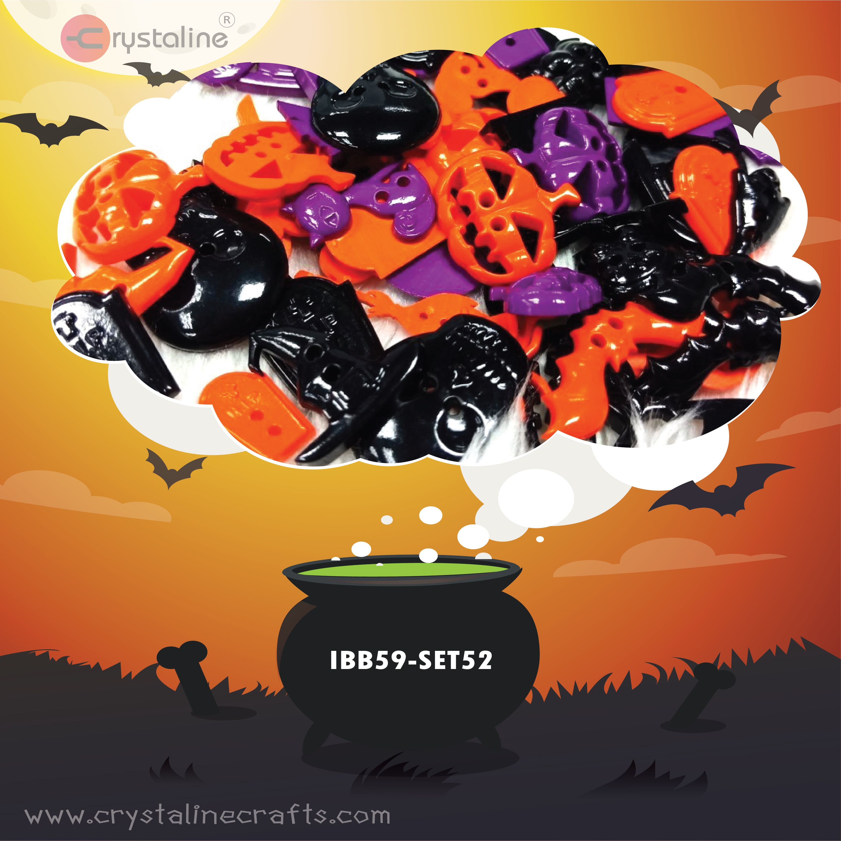 Helloween button - .Helloween col. (100g/pack)