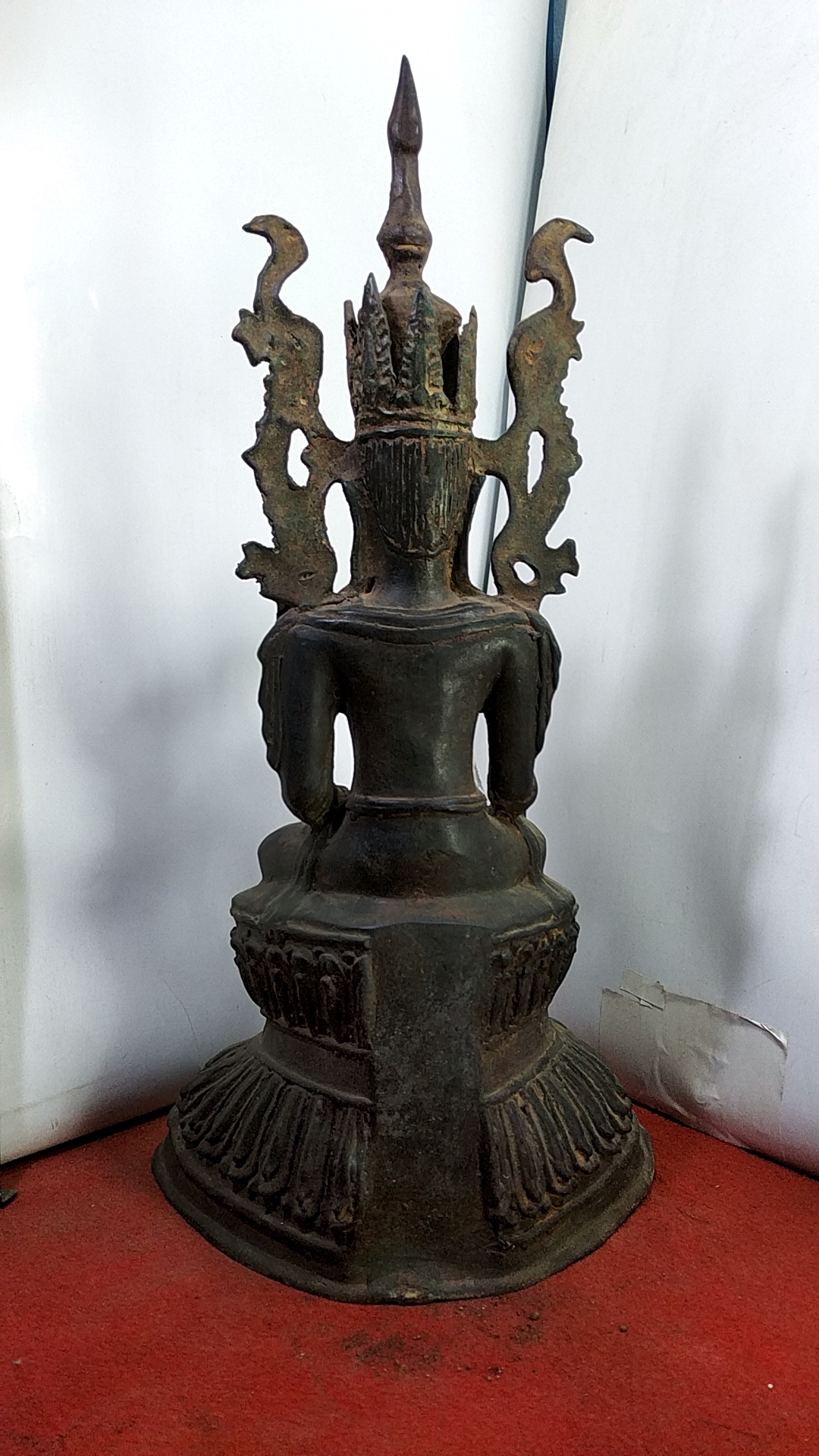 พระบูชา พระเชียงรุ้ง ทรงเครื่อง ฐานกว้าง 8 นิ้ว เนื้อโลหะสำริด