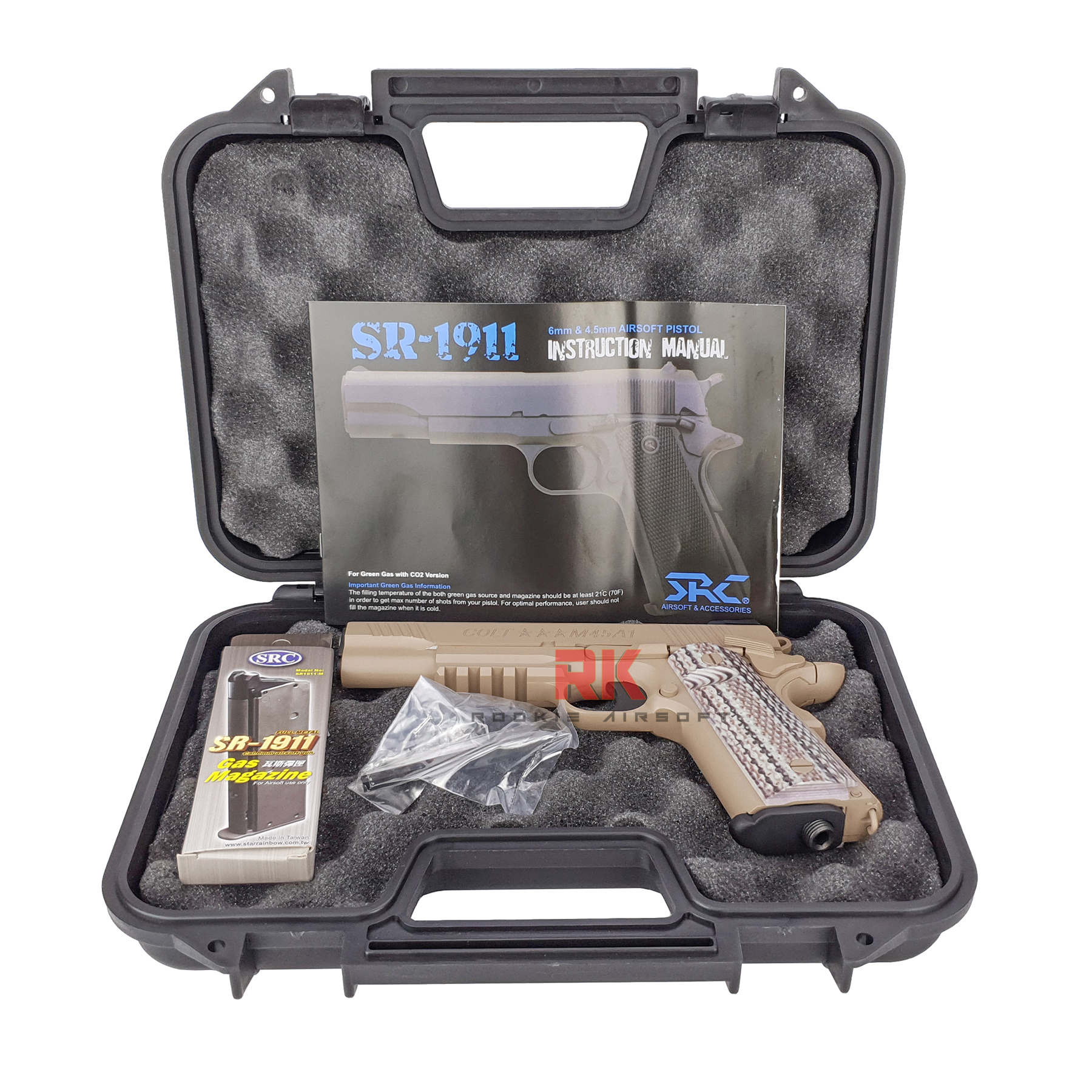 SRC Colt M45A1 Dual Magazines (Green gas + Co2) GBB - Tan
