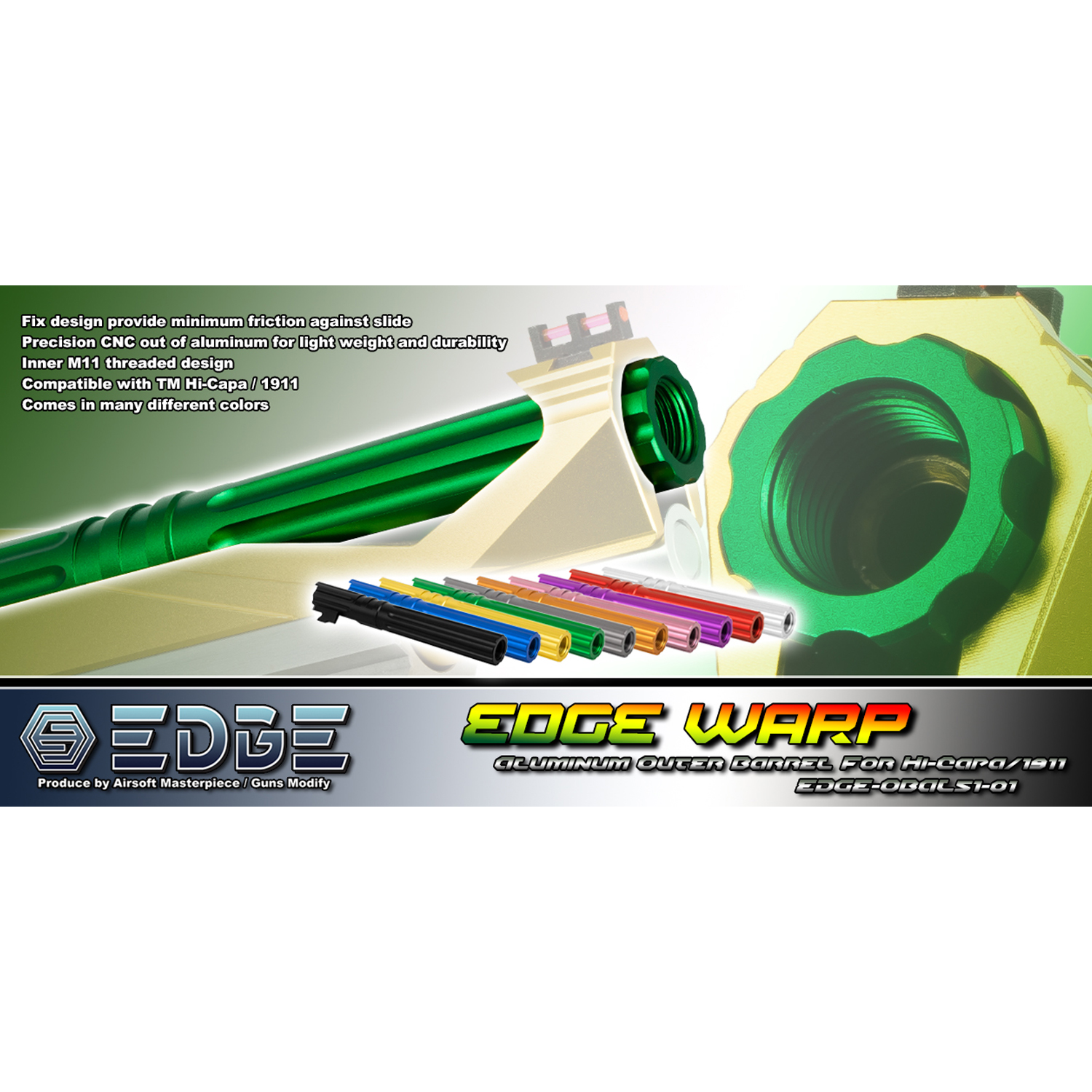 EDGE “WARP” Aluminum Outer Barrel for Hi-CAPA 5.1