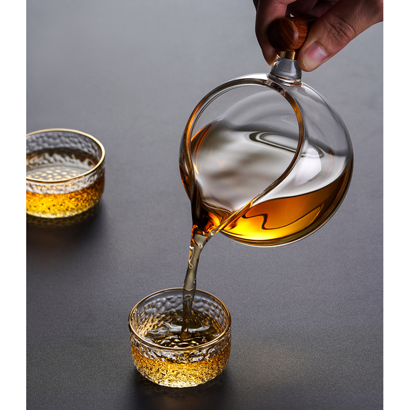 แก้วทนความร้อนด้ามไม้จันทน์ แก้วชงชา แก้วดริป สไตล์ญี่ปุ่น 300 ml.