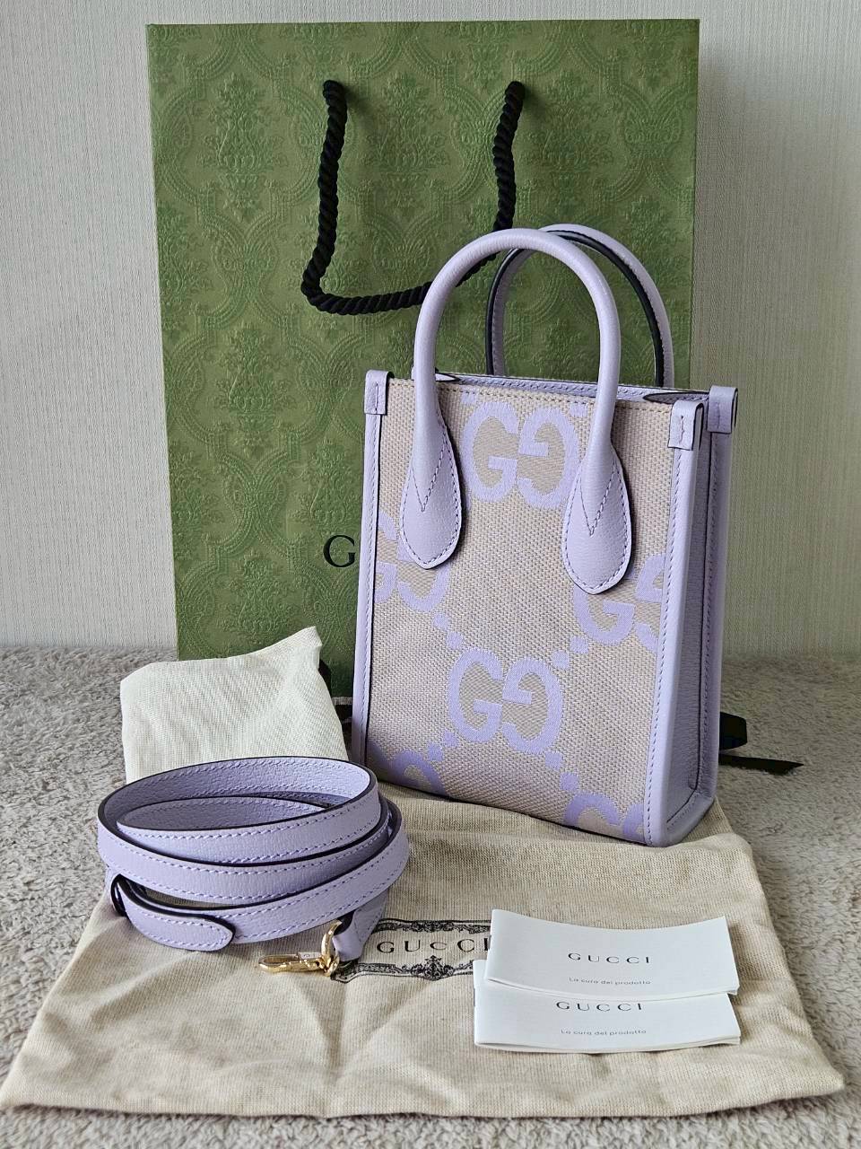 Gucci Jumbo GG Canvas Vertical Mini Tote