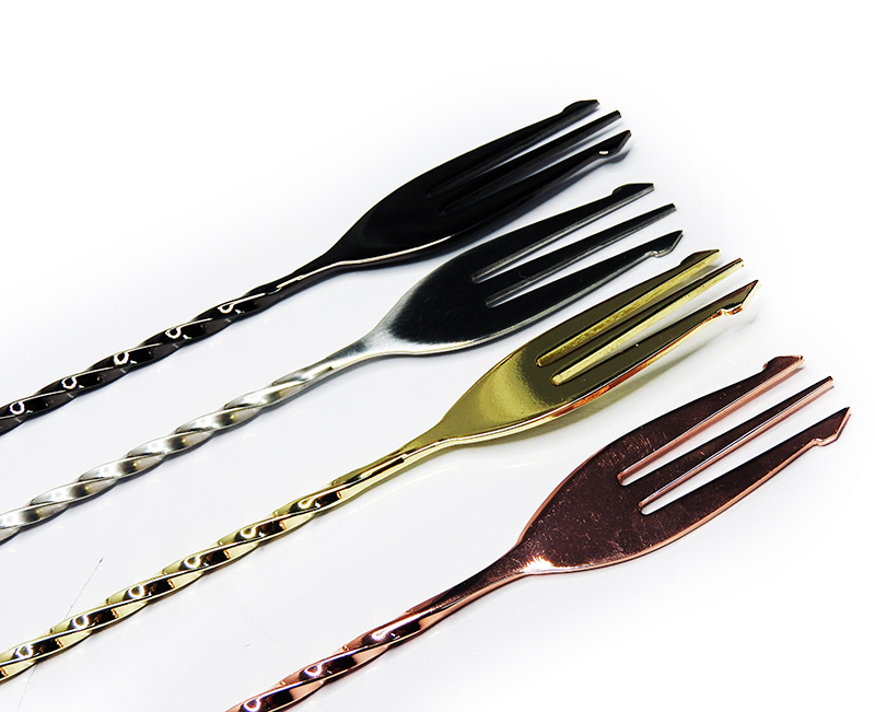 ช้อนบาร์ สีดำเมทัล ยาว 30 cm. ปลายด้ามเป็นส้อม 1630-010