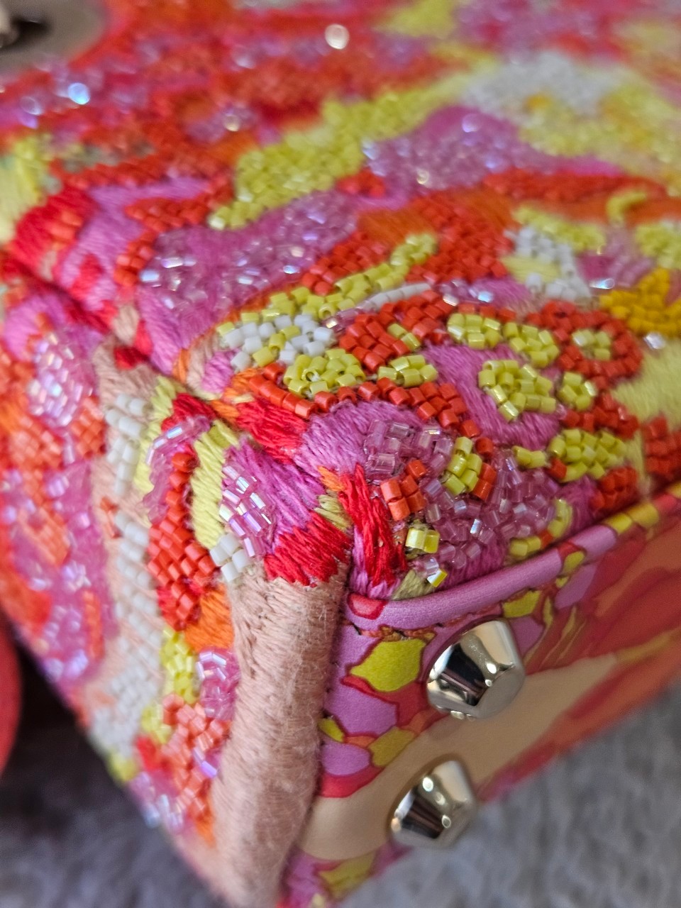 Lady Dior Micro Multicolor - Orange Gold Hardware