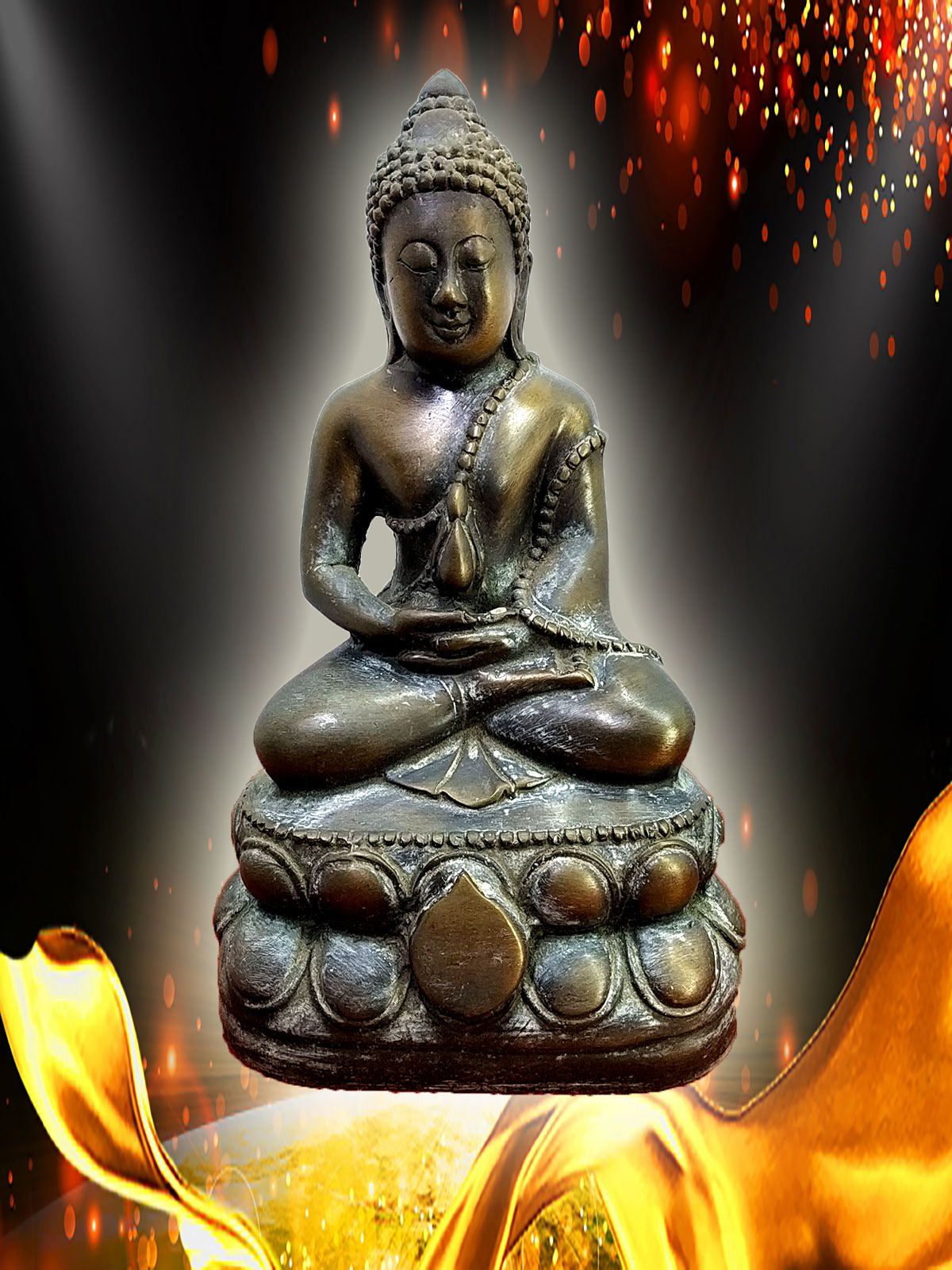 พระกริ่ง เนื้อโลหะขนาดบูชา ขนาดหน้าตัก 5 นิ้ว ขนาดฐาน 5.5 นิ้ว ความสูง 9 นิ้ว