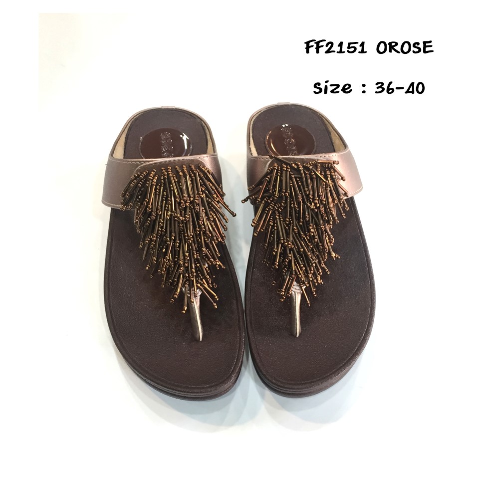prettycomfort รองเท้าเพื่อสุขภาพ ขนาดปกติ รองเท้าแตะคีบสไตล์fitflop ประดับด้วยอะไหล่ FF2151