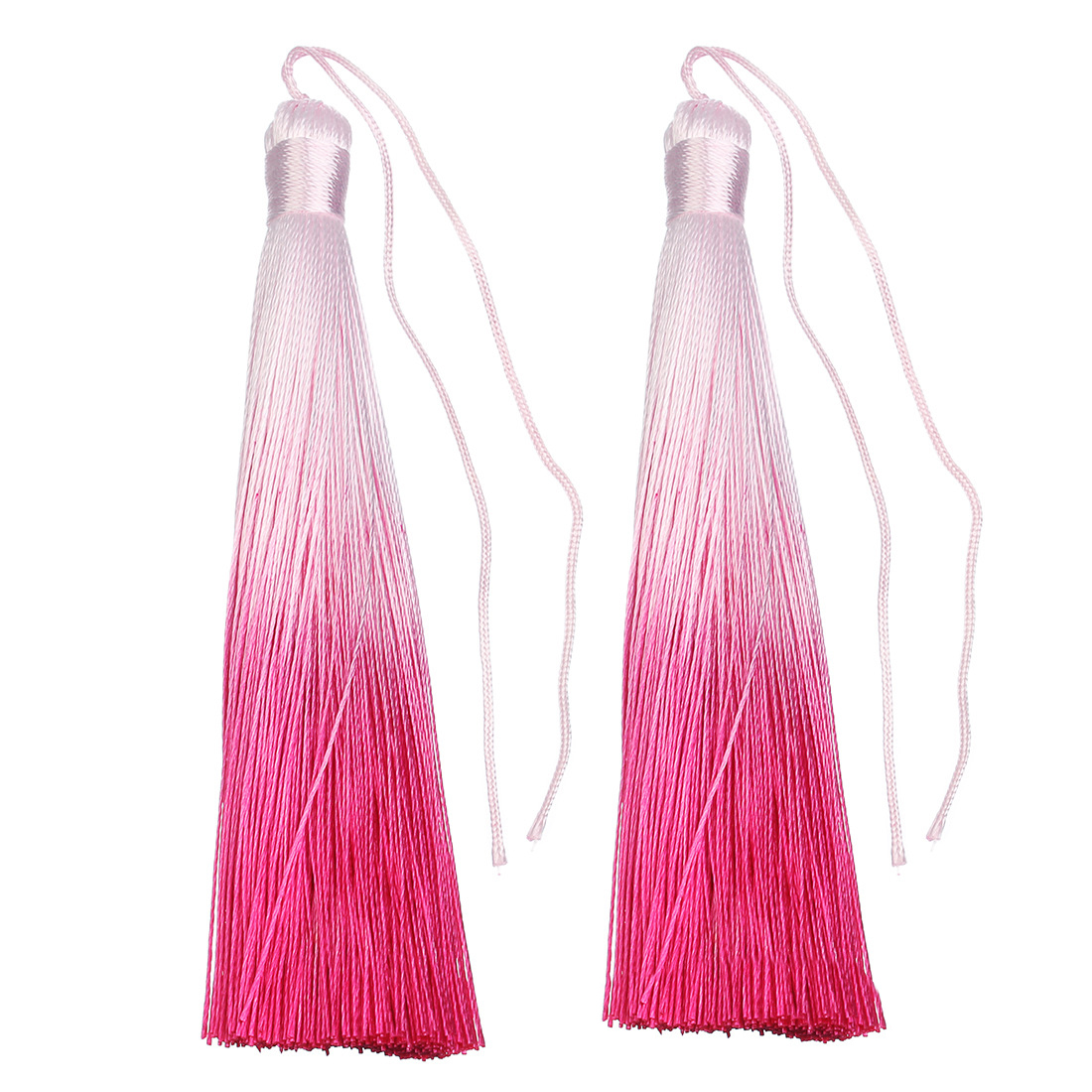 ขายส่ง พู่ไหมไล่ระดับสี สวยพิเศษ ยาว 13ซม.(130mm.) สีชมพู Rose Red (แพ็คคู่/ 2ชิ้น)