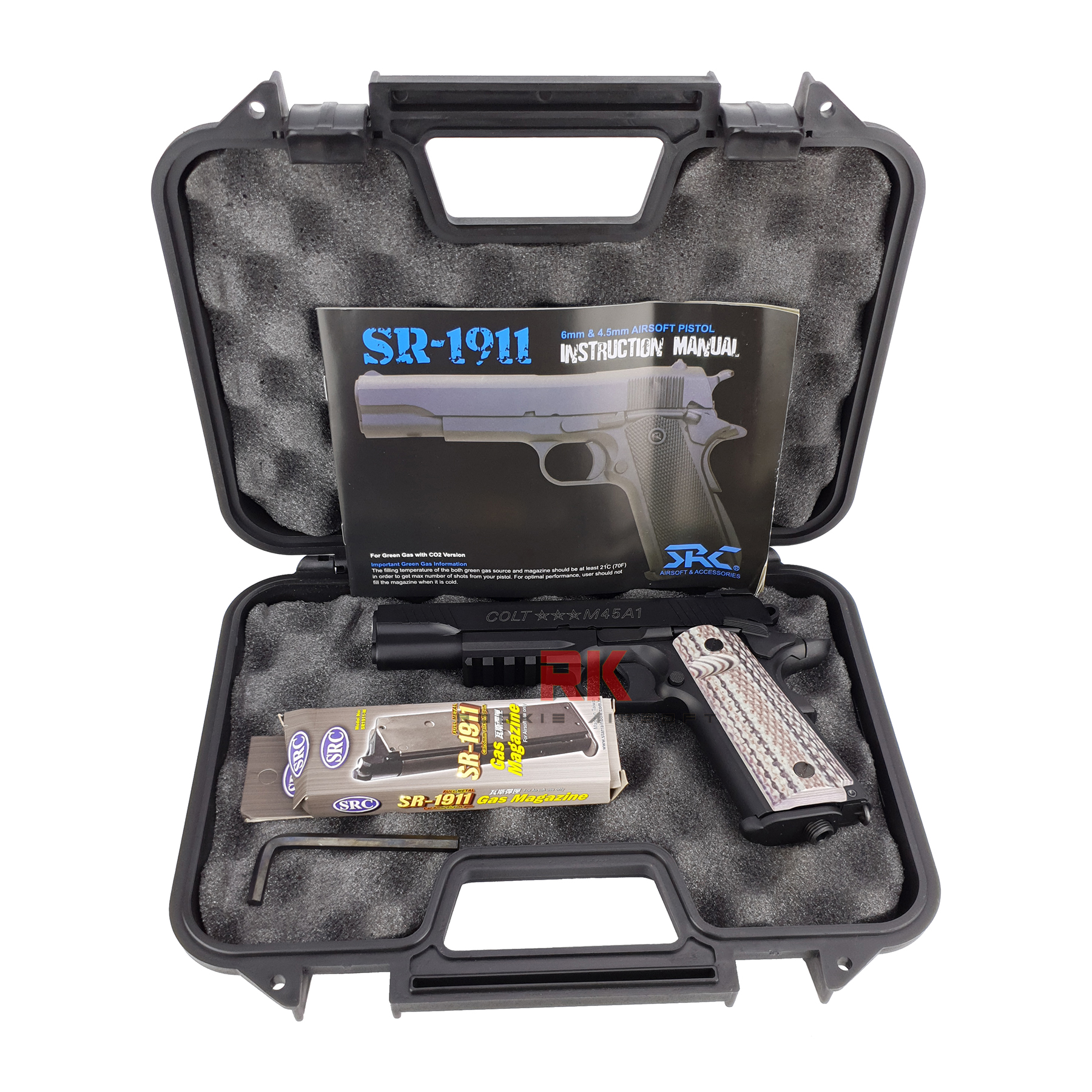 SRC Colt M45A1 Dual Magazines (Green gas + Co2) GBB - Black