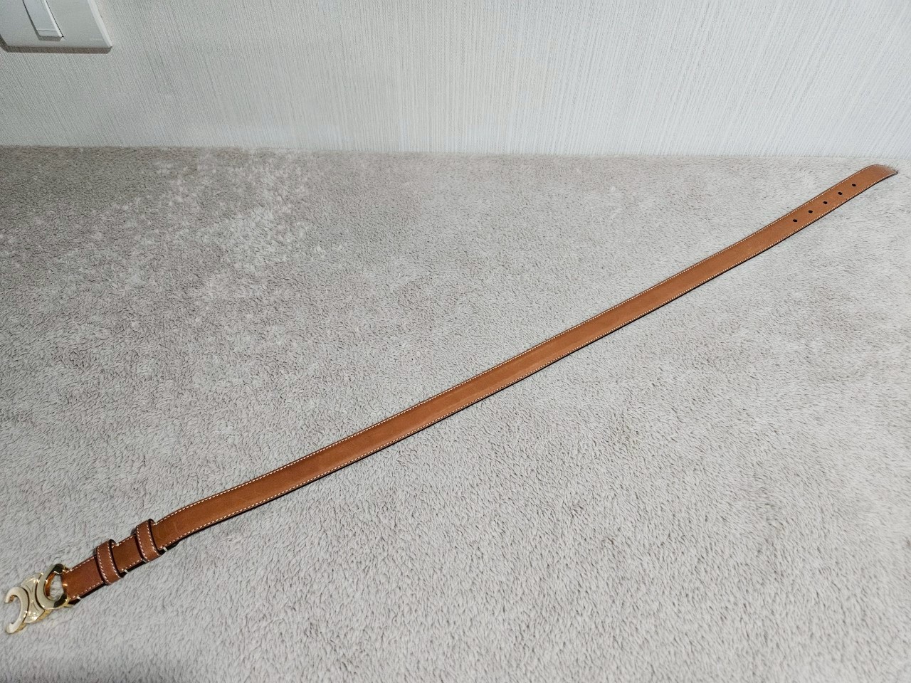 Celine Medium 25MM Triomphe Belt สีน้ำตาล