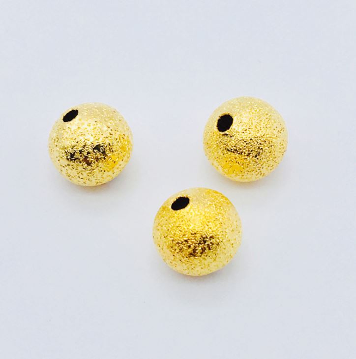 ขายส่ง ลูกปัด ลูกปัดโลหะ ลูกปัดสีทอง ลุกปัดพ่นทราย (บรรจุ 100เม็ด) *วัสดุ เนื้อทองแดง*