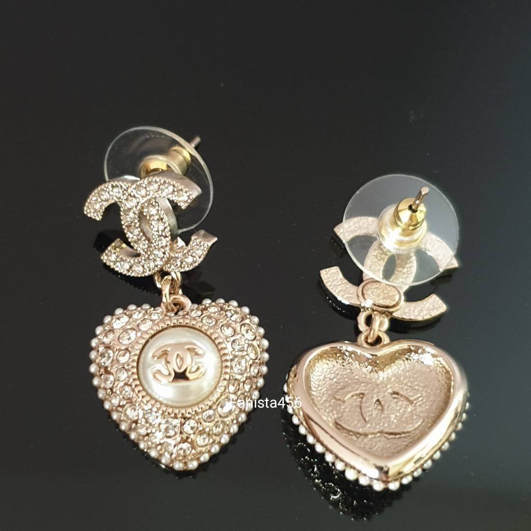 ต่างหูชาแนล Hiend ต่างหูชาแนลงาน1:1 ต่างหูหัวใจ Chanel earring heart