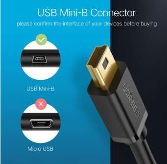 UGREEN Nickle Mini USB Cable USB 2.0 Type A to Mini B Cable Data Charging Cord Compatible -สีเงิน 3m. 10386